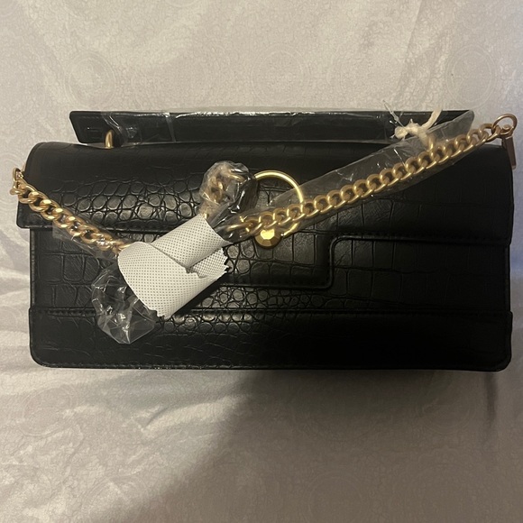 Jessica Simpson Black Croc-Embossed Clutch with Gold Accent - Picture 5 of 9